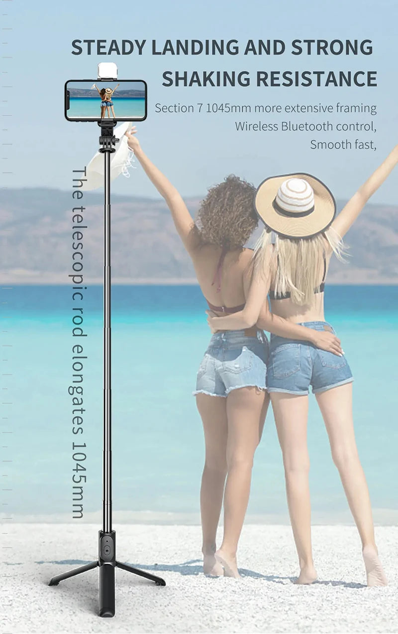 Xiaomi Selfie Stick 1045mm Bluetooth Tripod with LED Fill Light & Remote Shutter – Wireless Extendable Selfie Stand for Android & iPhone