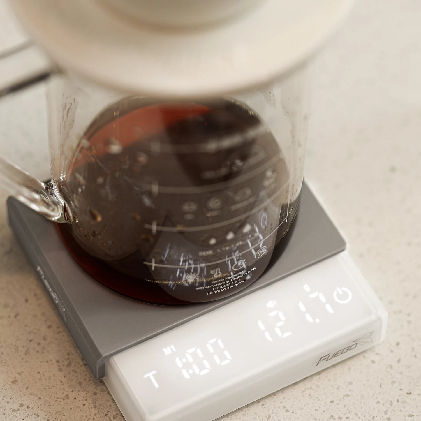 Fuego Kitchen Coffee Scale with Timer Rechargeable 0.1g Digital Espresso & Drip Brewer