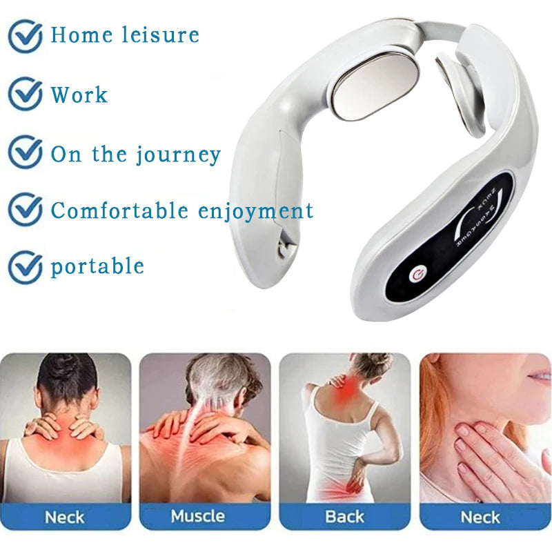 Intelligent Neck Massager Portable Pain Relief & Relaxation Device – Gray, Battery Operated