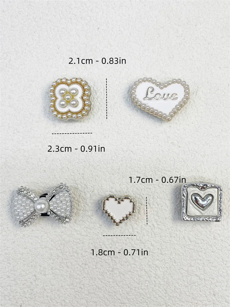 5PCS ABS Shoe Charms Buckles DIY Rhinestone Bowtie Clog Parts Decoration Garden Shoes Accessories For Women Birthday Party Gifts