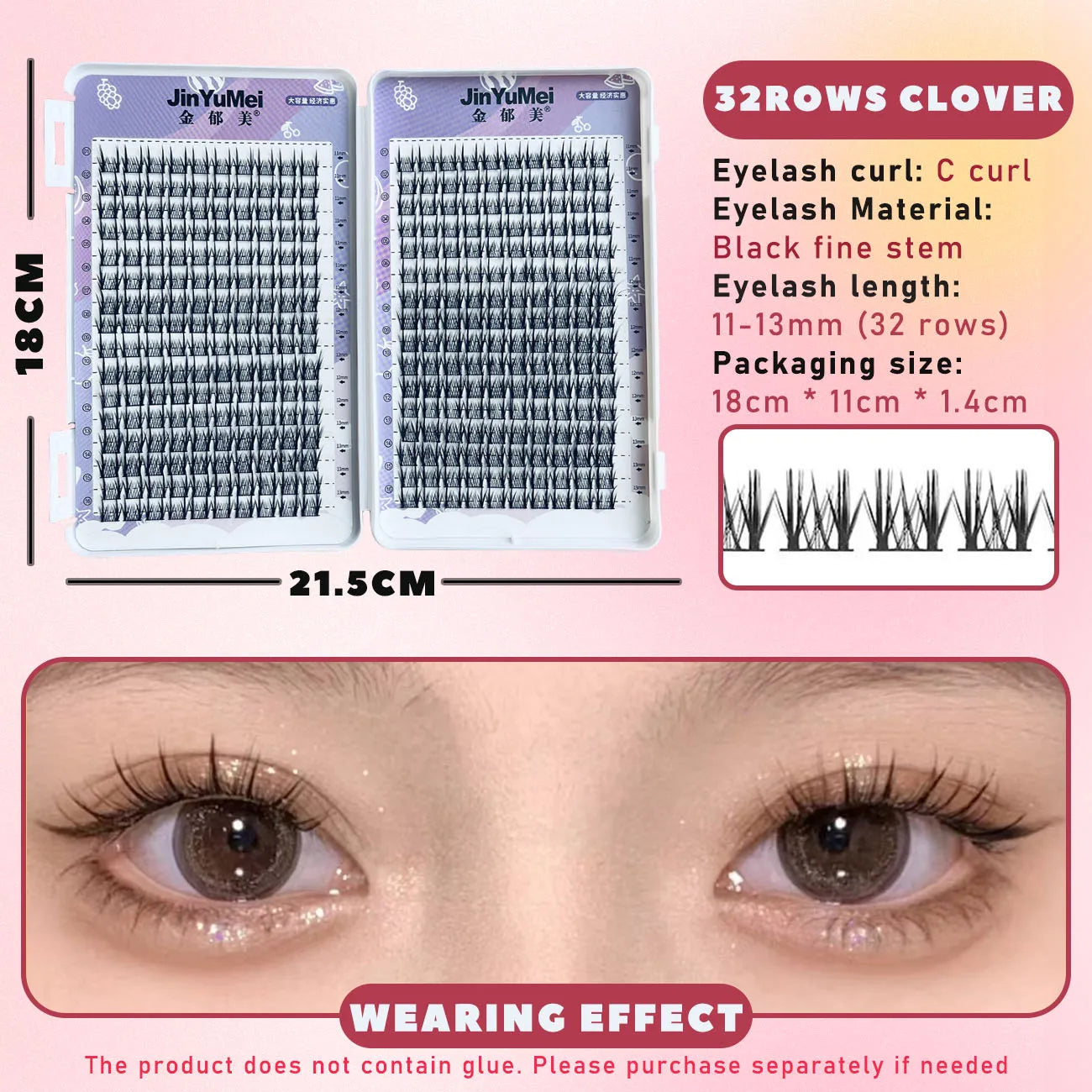 32 Rows Large Capacity Eyelash Extensions Professional Individual Cluster DIY Natural False Lashes