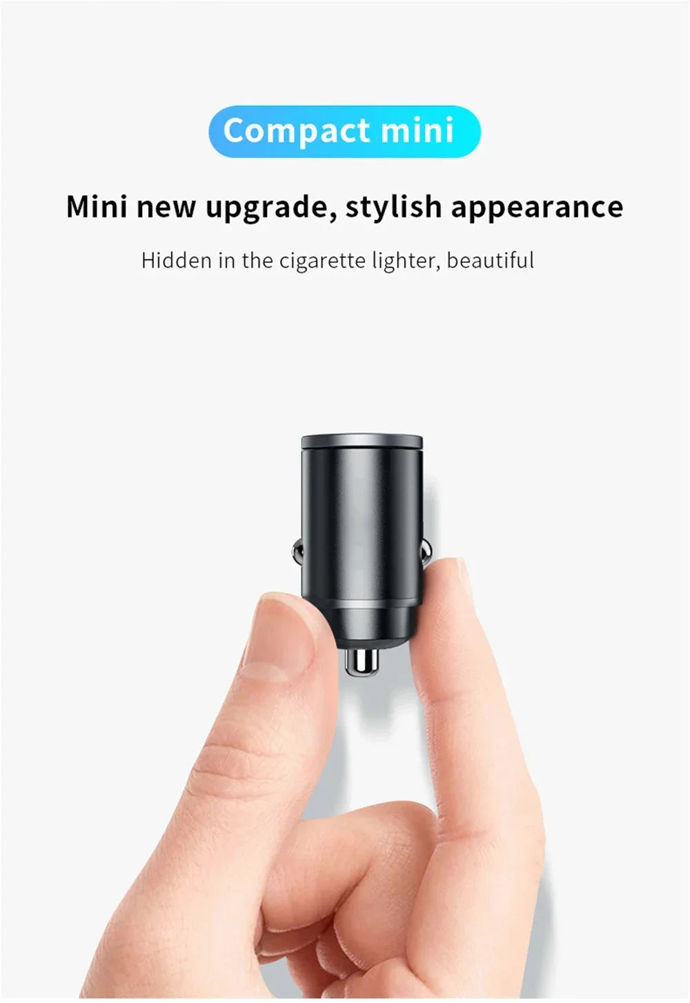 Mini 100W PD QC Fast Charging Car Charger – USB-C Pull Ring Adapter for iPhone, Samsung, Xiaomi & Huawei