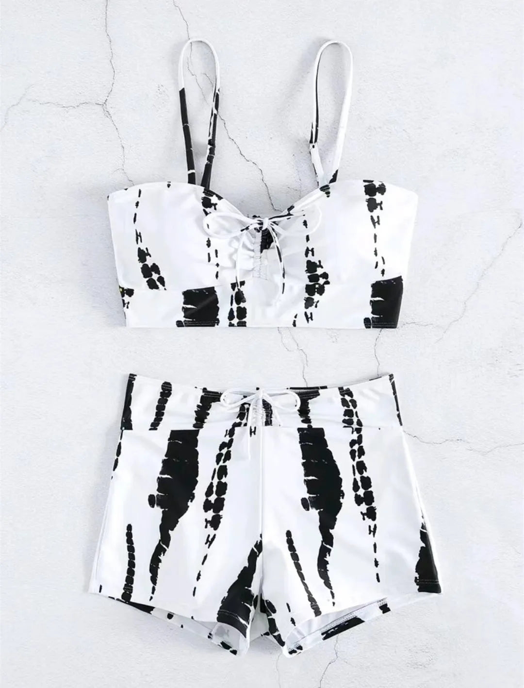 Drawstring Front Shorts Bikinis 2025 High Waist Swimsuit Women Swimwear Female Bathers Bathing Swimming Swim Suit Beachwear