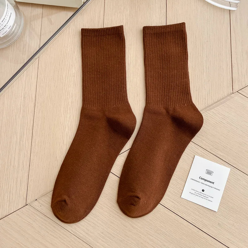 Japanese Fashion Sports Socks – Unisex Cotton Street Style Crew Socks for Autumn & Winter