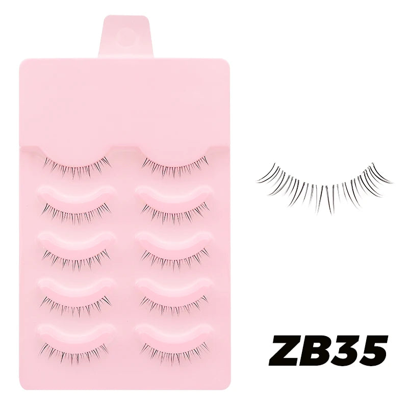 DINGSEN Anime Fake Eyelashes – 5 Pairs Natural Manga Lashes with Clear Band