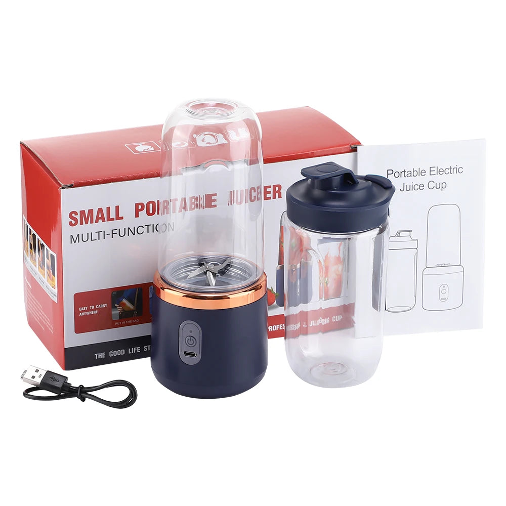 6-Blade Portable Electric Juicer Cup USB Rechargeable Personal Blender