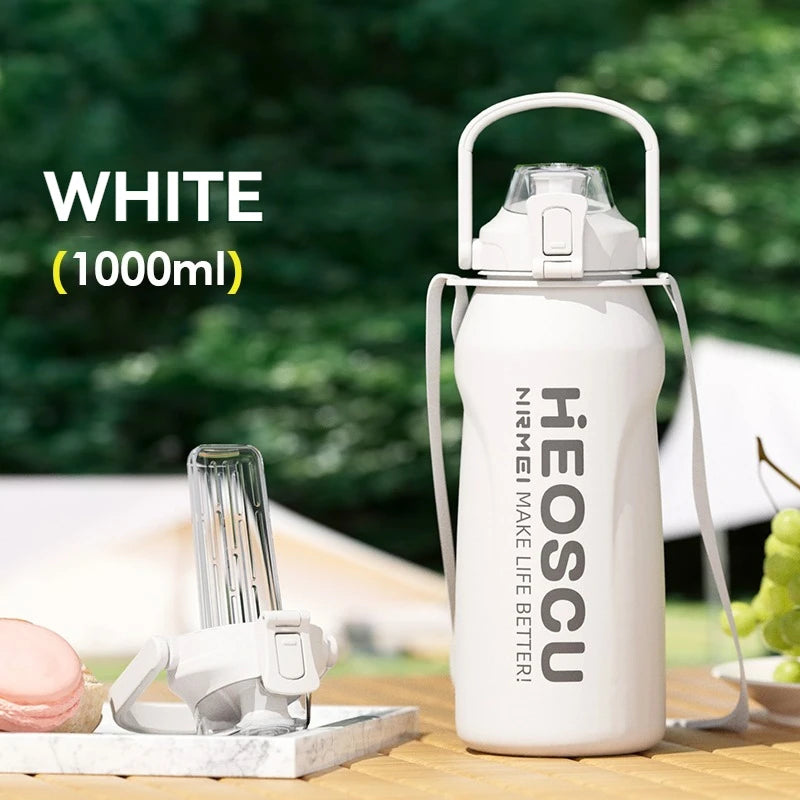 2L Thermal Water Bottle Vacuum Flasks Bottle Thermal Mug Tumbler with Straw large insulation Stainless Steel for travel Outdoor