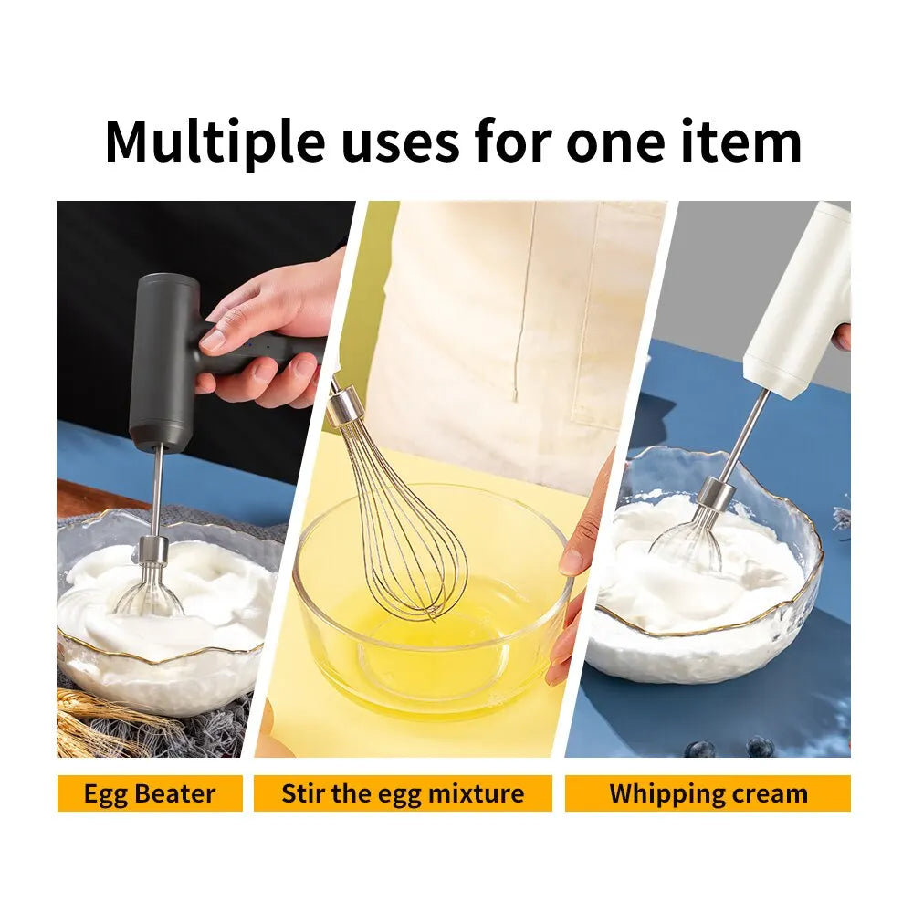 Wireless 3-Speed Electric Food Mixer Portable Egg Beater for Baking