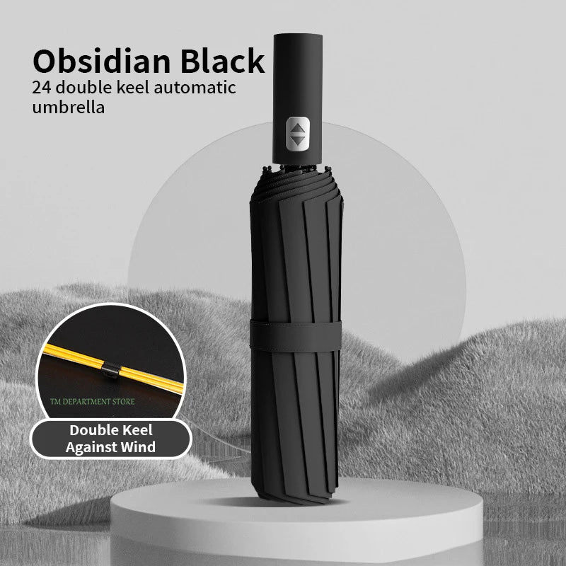 24-Bone Windproof Anti-UV Umbrella – Fully Automatic Foldable Travel Umbrella for Men & Women