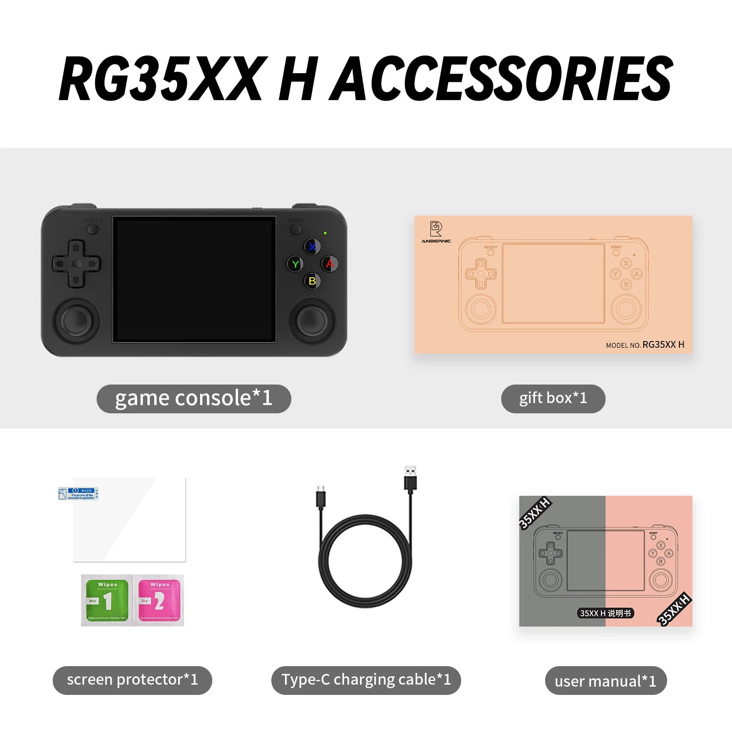 ANBERNIC RG35XX H Hand-held Consoles For Playing Video Games 3.5-inch IPS 640*480 Screen Retro Game Player 3300 mAh 5000+ Games