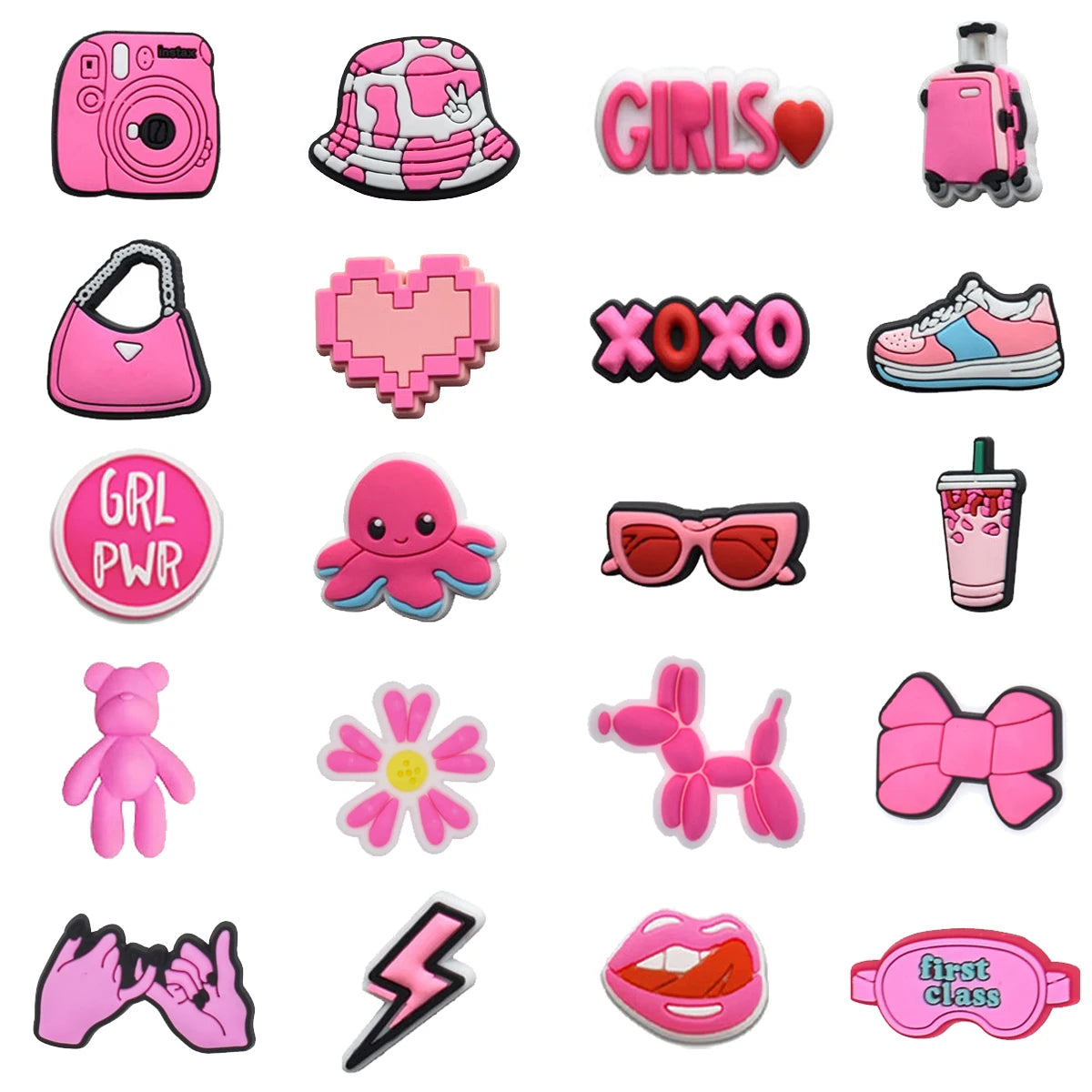 Hot Sales 1Pcs Pink Shoe Charms for Crocs Accessories Pin Shoe Wristband Croc Decorations Buckle Girls Women Party Gifts