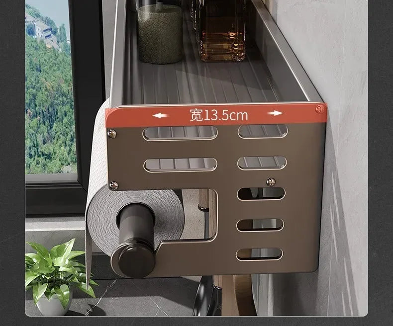 Stylish Wall-Mounted Kitchen Condiment Rack with Oil & Vinegar Storage