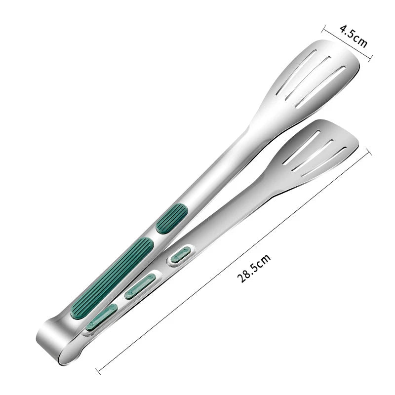 Non-Slip Stainless Steel Food Tongs – Meat, Salad & BBQ Clip