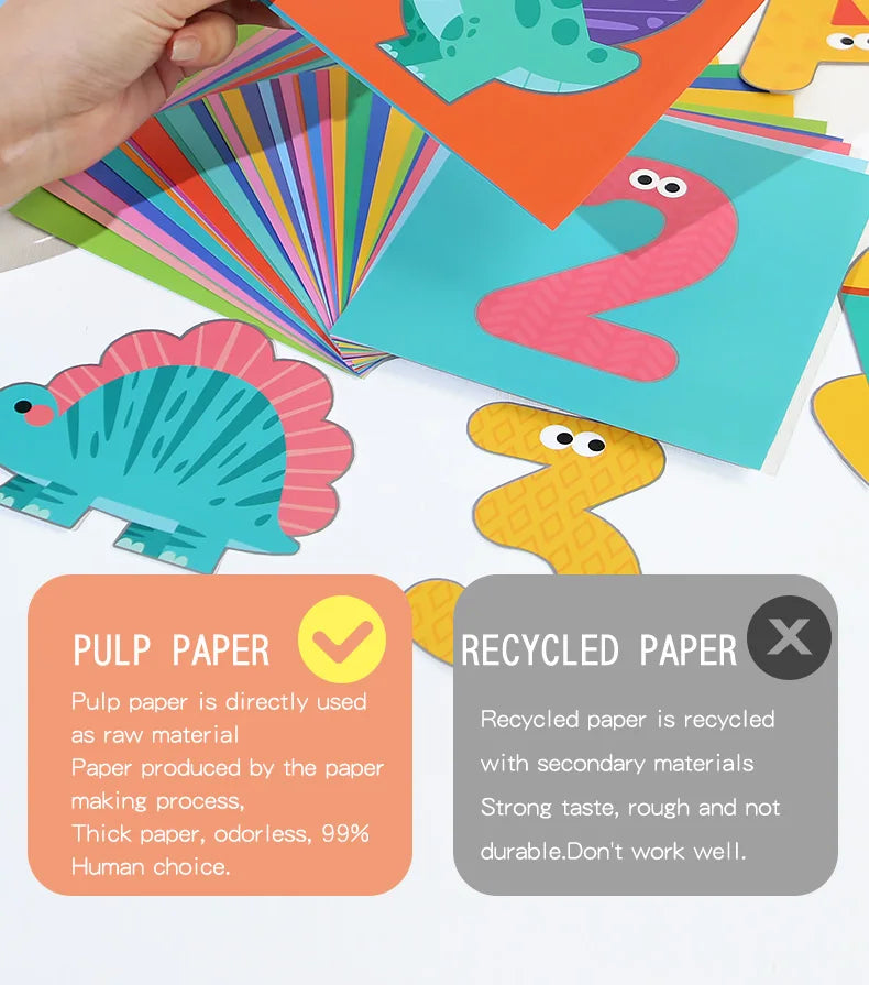 40Pcs Kids Origami & Paper-Cut Craft Set – Cartoon Animal Educational Art Toy for Early Learning