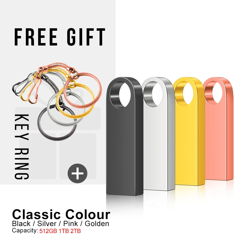 Metal USB 3.0 Flash Drive 2TB – High-Speed Pendrive for Laptop, PC, Xiaomi & MIJIA Devices