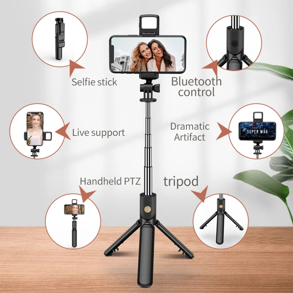 Wireless Selfie Stick Tripod with LED Light & Bluetooth Remote – Extendable Phone Stand for iPhone, Android & TikTok Live Streaming