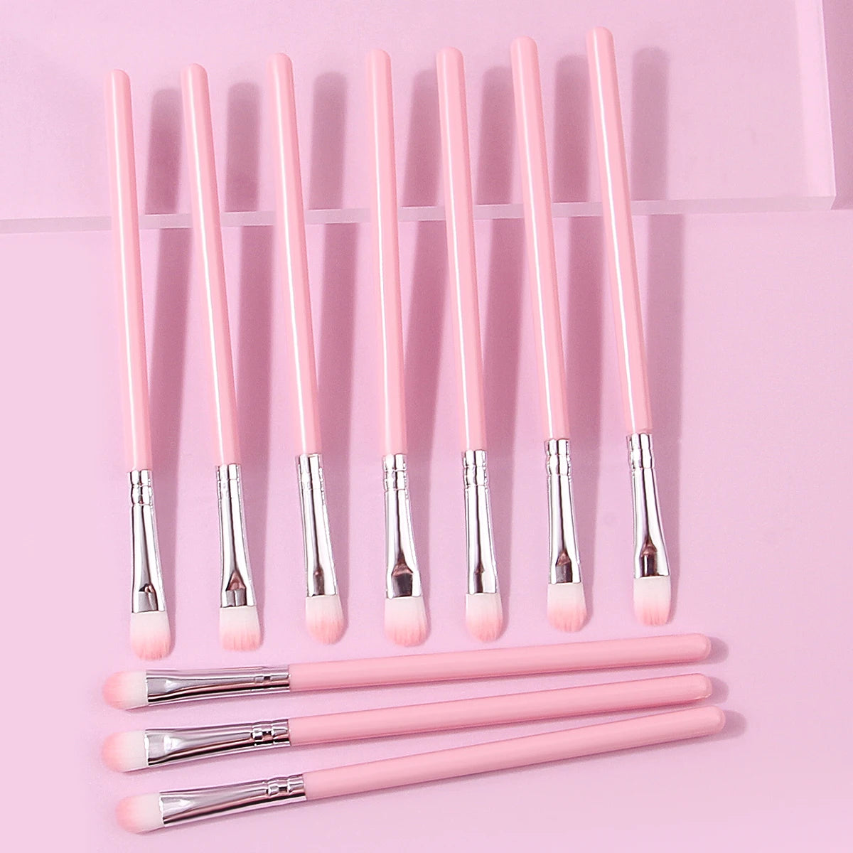 10PCS Pink Makeup Brush Set – Beginner-Friendly Multi-Functional Cosmetic Brushes