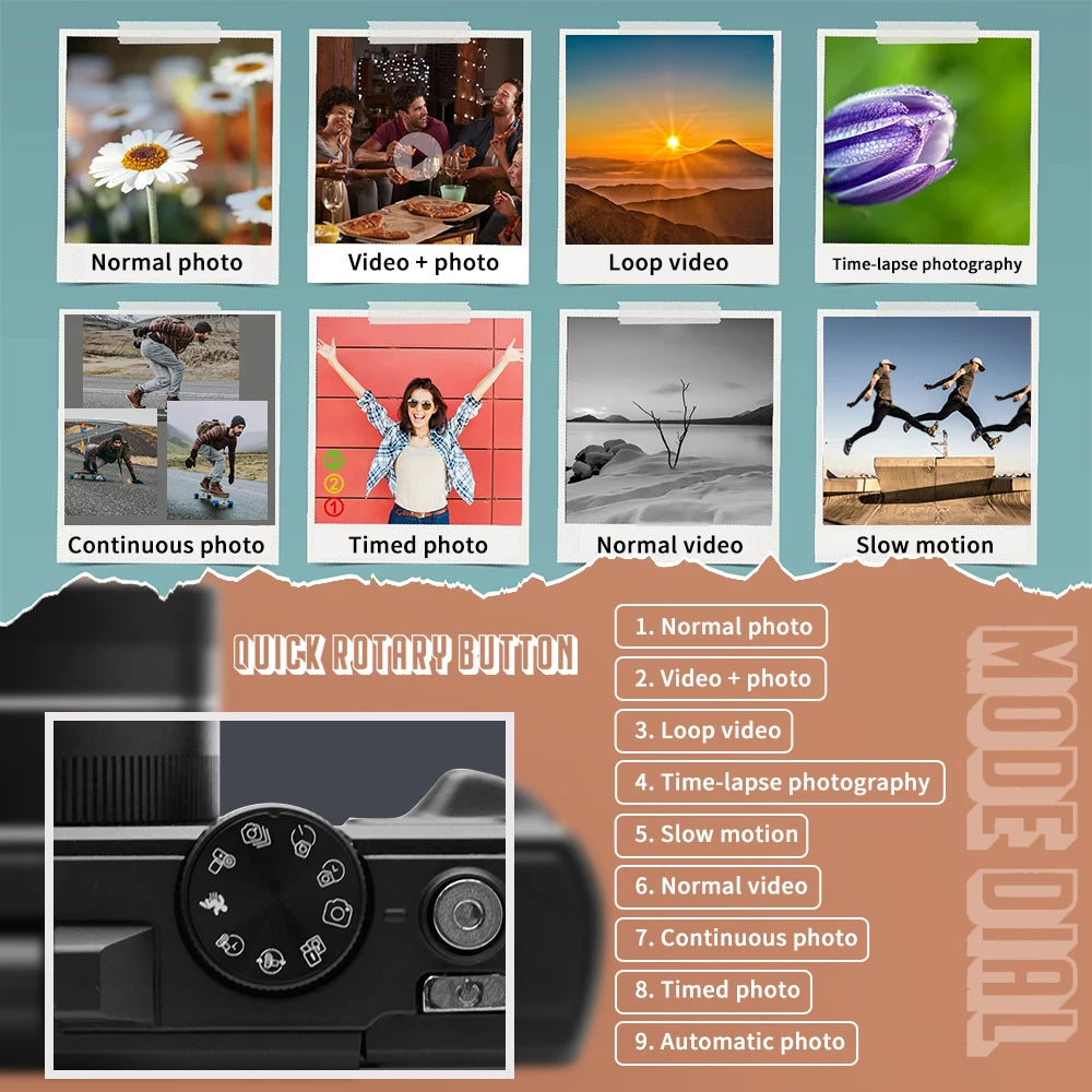 4K 64MP Digital Vlogging Camera – 18X Zoom Compact Photography Camera with 3” 180° Flip Screen & Flash