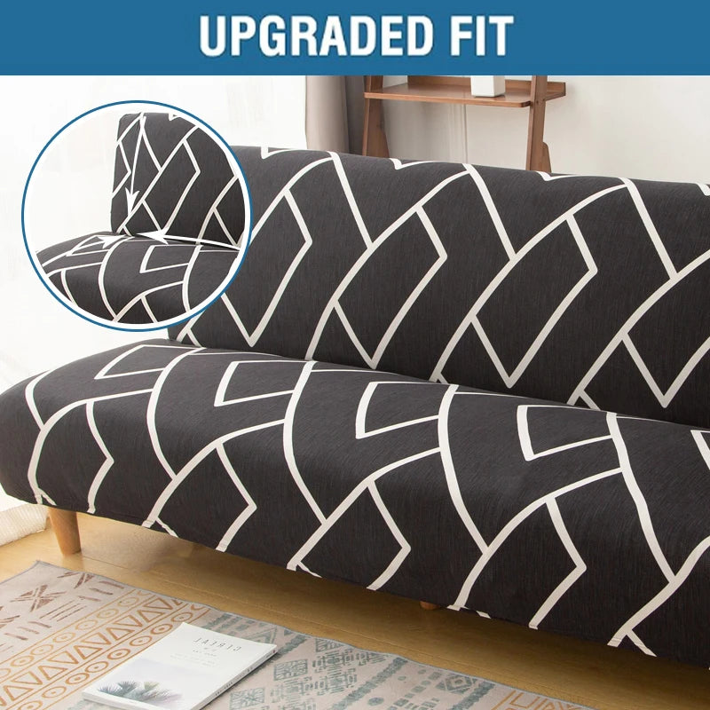 Armless Futon Sofa Cover Spandex Non-Slip Furniture Protector Removable Washable Folding Sofa Bed Cover For Bedroom Living Room