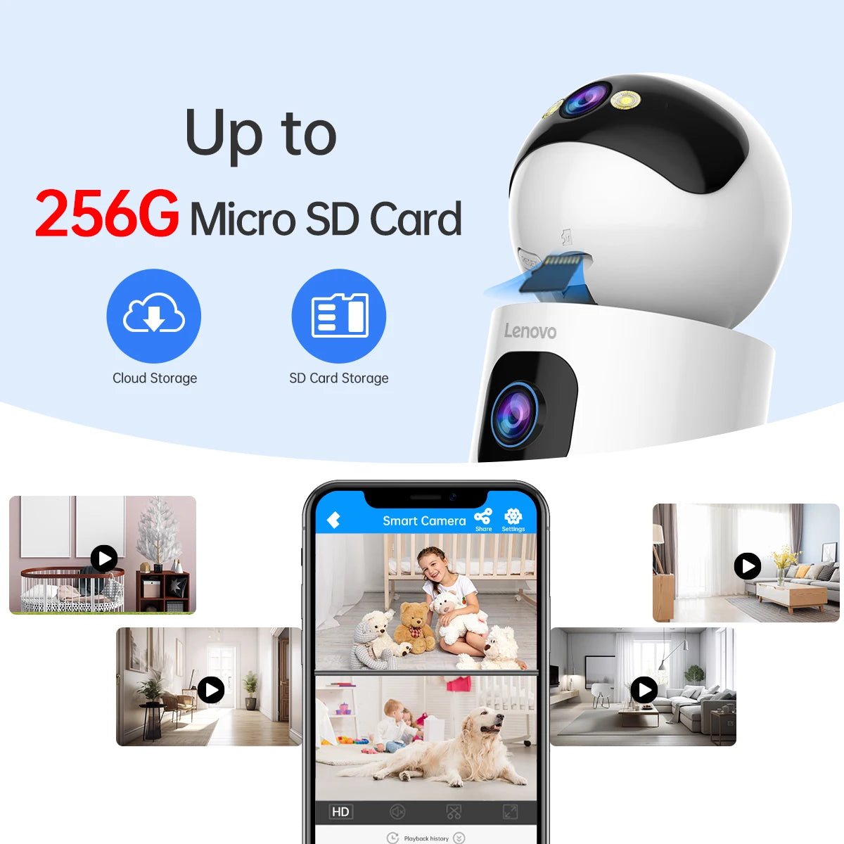 Lenovo 4K Dual-Lens IP Camera 5G WiFi Smart Home Security Baby Monitor with Auto Tracking