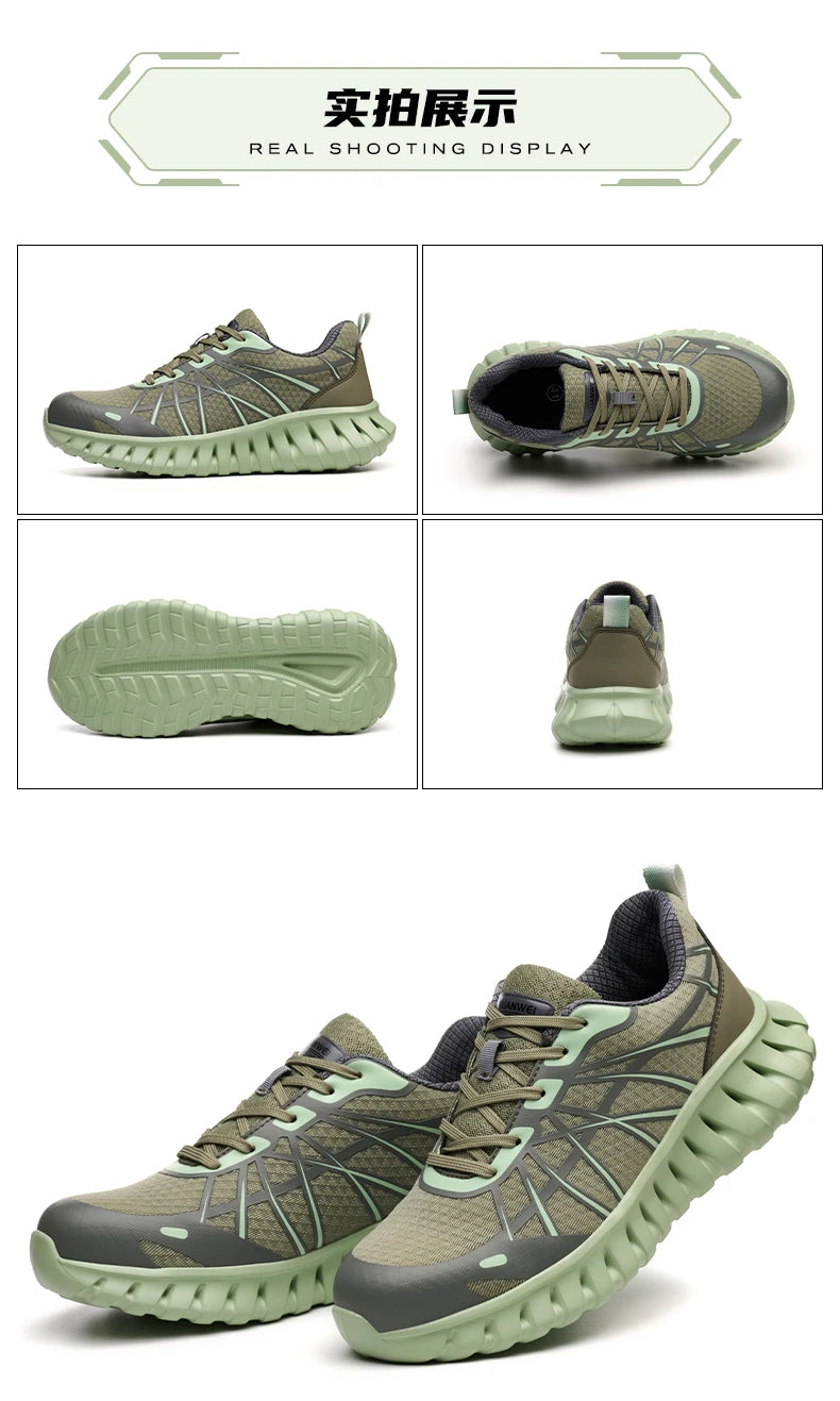 Pink Women’s Steel Toe Work Sneakers – Lightweight Safety Shoes Anti-Smash & Anti-Puncture