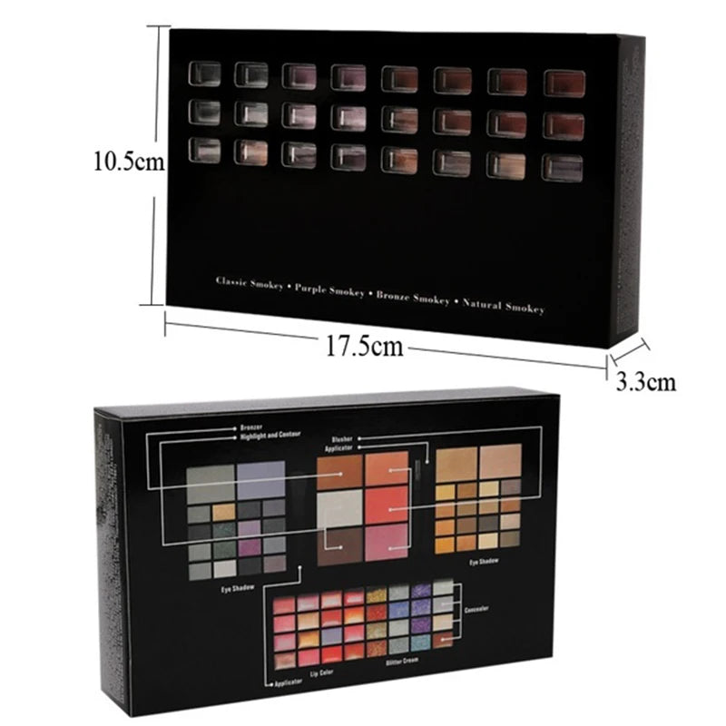 40/74/78 Color Eyeshadow Palette – Matte & Pearlescent Glitter Waterproof Makeup