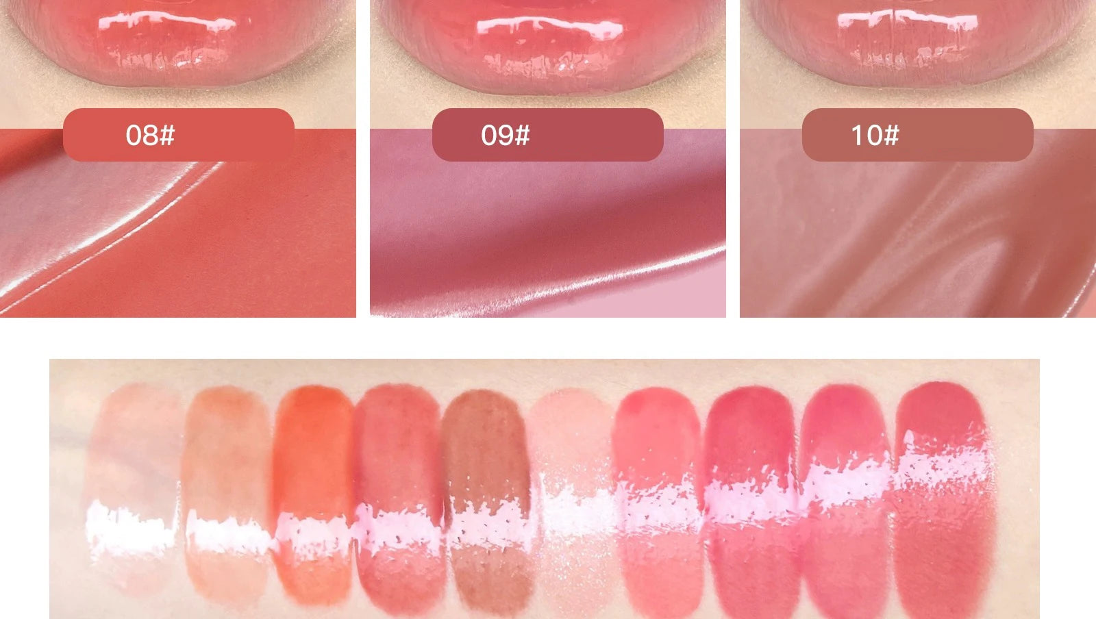 FLORTTE 10-Color Lip Palette – Glossy, Moisturizing & Pigmented Lip Gloss & Lipstick Set