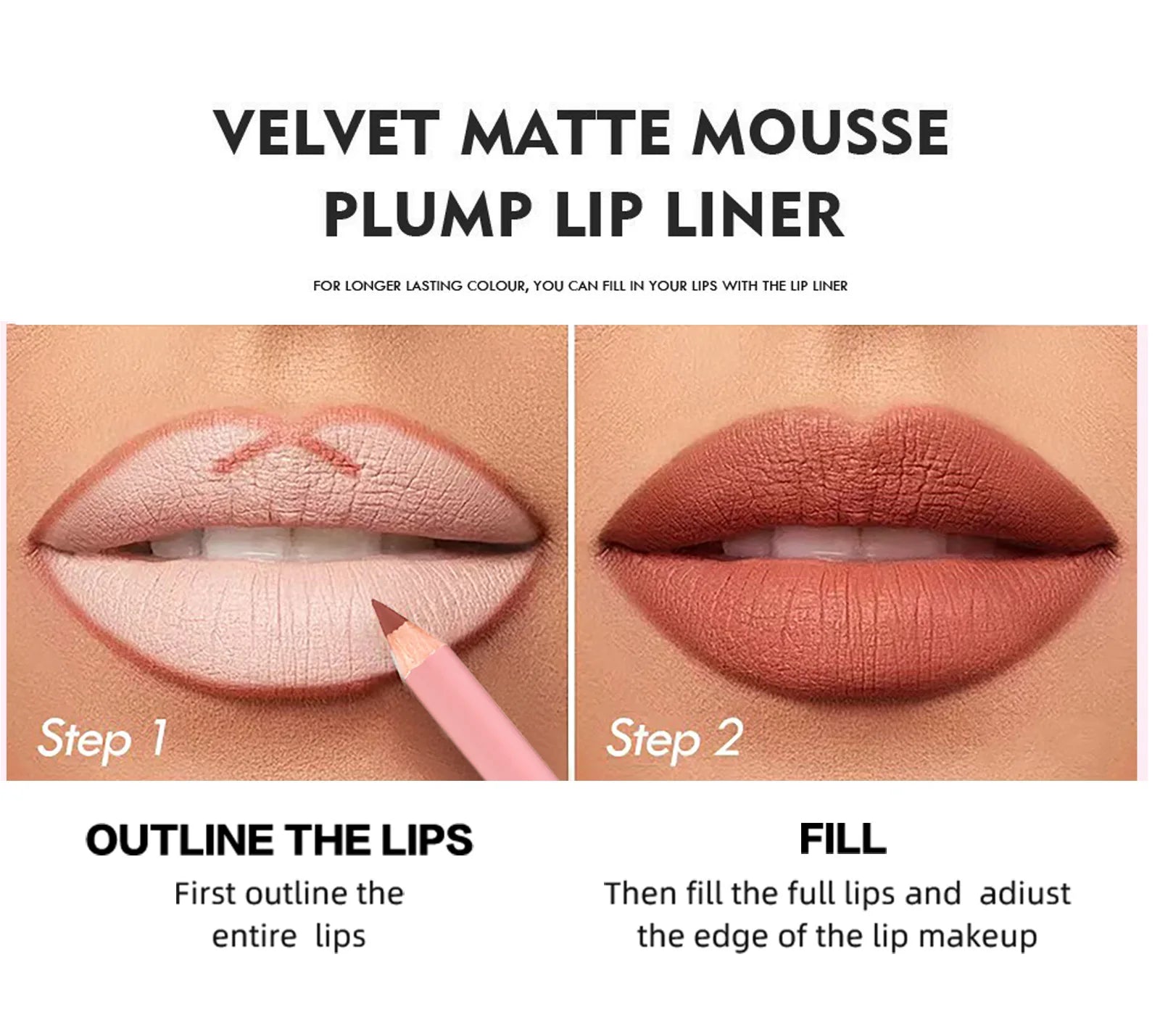 12-Color Matte Lipliner Pencil – Waterproof, Plumping & Long-Lasting Lip Contour Makeup