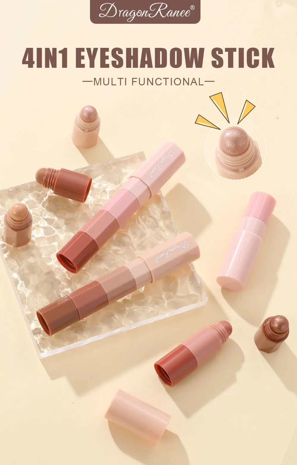 Dragon Ranee Eyeshadow Pencil 4 Colors/Set Waterproof Non-Smudge Highlighter Stick Pearlescent Matte Silkworm Lazy Eye Makeup