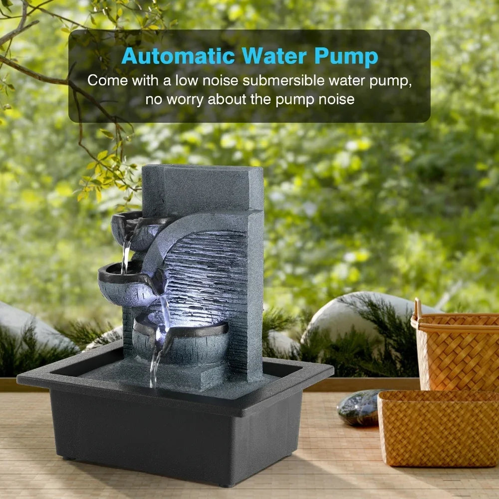 Mini Indoor Feng Shui Water Fountain – LED Geomantic Ball Tabletop Decoration