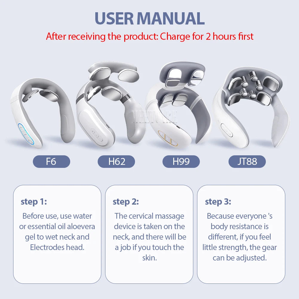 Smart Heated Neck & Back Massager – Wireless TENS Pulse Muscle Relaxer for Shoulder & Pain Relief