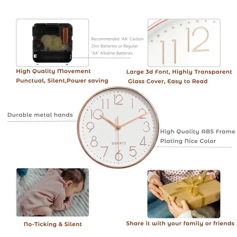 8-Inch Quartz Silent Wall Clock – Modern Cubic Digital Design for Home & Bedroom Décor