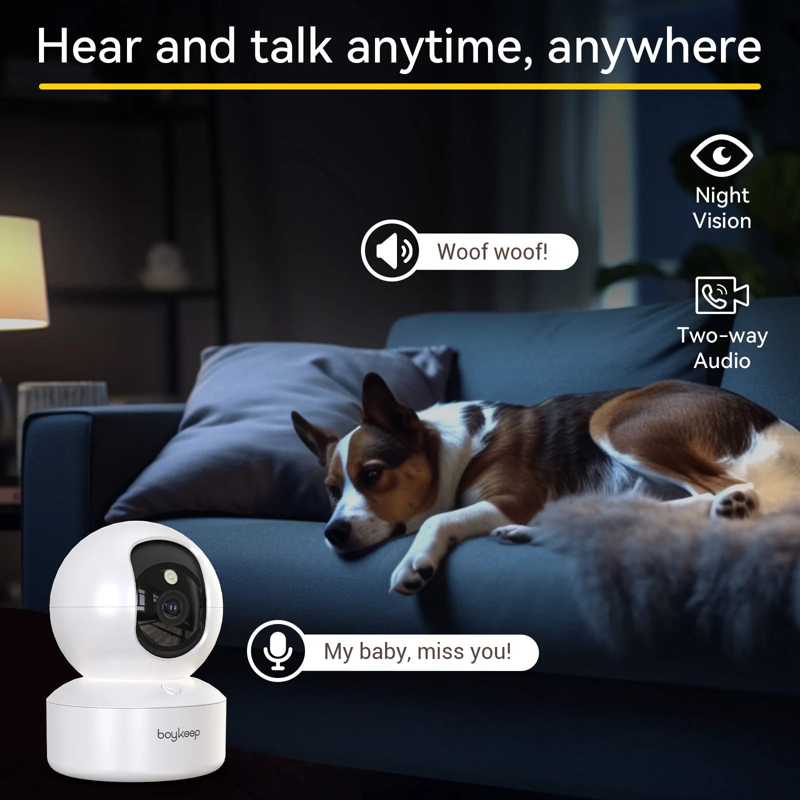 BoyKeep Smart Camera 2K WiFi Security Cam – 360° Indoor Baby Monitor with 5G/2.4GHz Dual-Band, Night Vision & Two-Way Audio