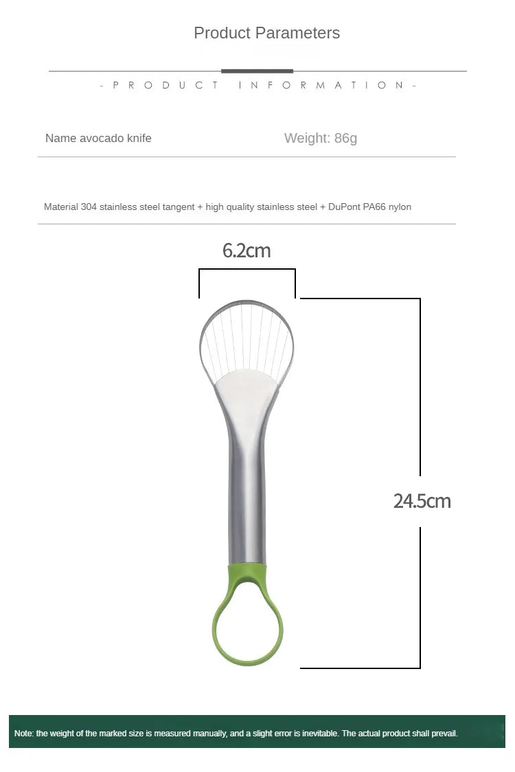 Avocado Knife Gadget 3-in-1 Stainless Steel Cutter Fruit Slicer Kitchen Tool