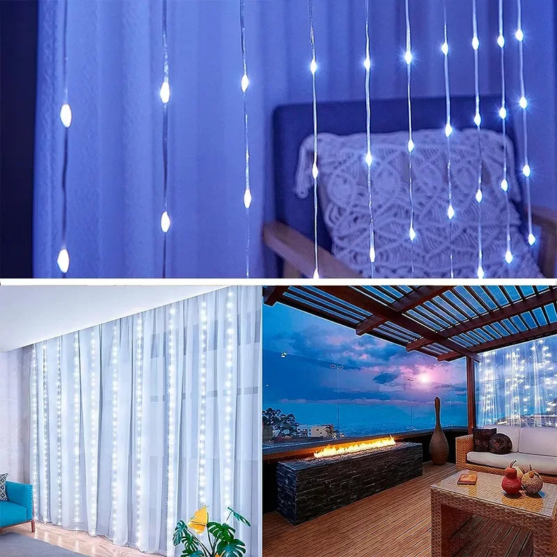 3M LED Curtain Fairy String Lights – 8 Mode USB Decorative Lights for Home, Garden & Wedding