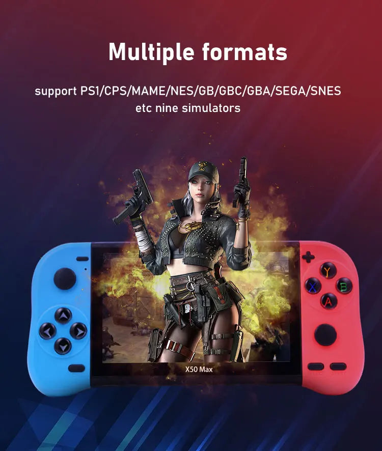 VILCORN X50 MAX Handheld Game Console – Retro PS1/GBA/SNES Portable Gaming Player