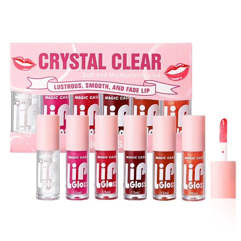 MAGIC CASA 6-Piece Jelly Lip Oil Set – Hydrating, Plumping & Long-Lasting Gloss