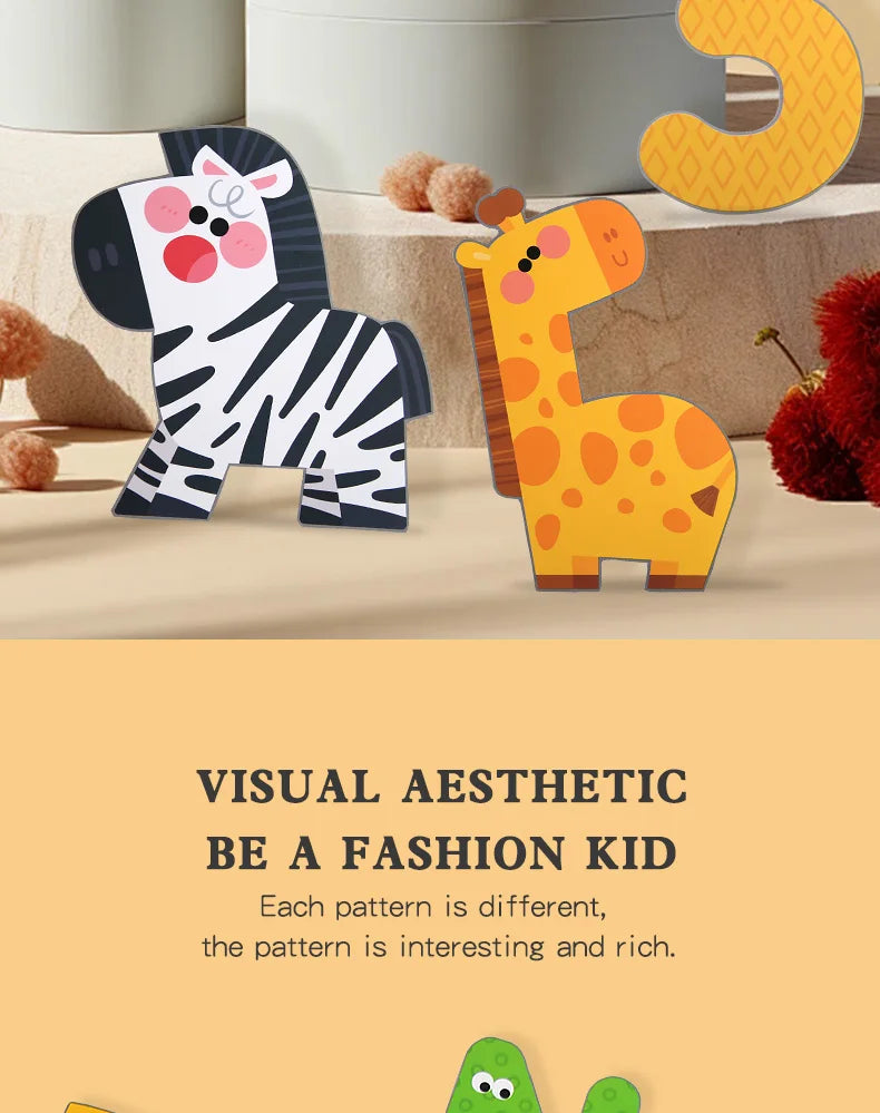 40Pcs Kids Origami & Paper-Cut Craft Set – Cartoon Animal Educational Art Toy for Early Learning