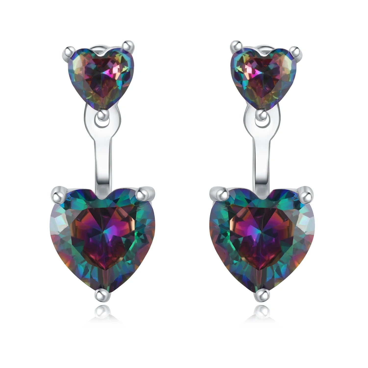 925 Sterling Silver Pink Heart Bow Stud Earrings – Elegant Gift for Women