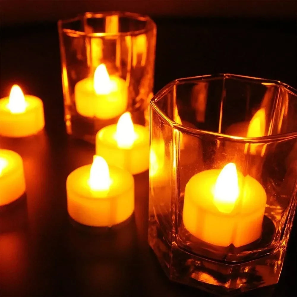 LED Flameless Tea Candles – Battery-Powered Fake Candles for Home & Party Decor