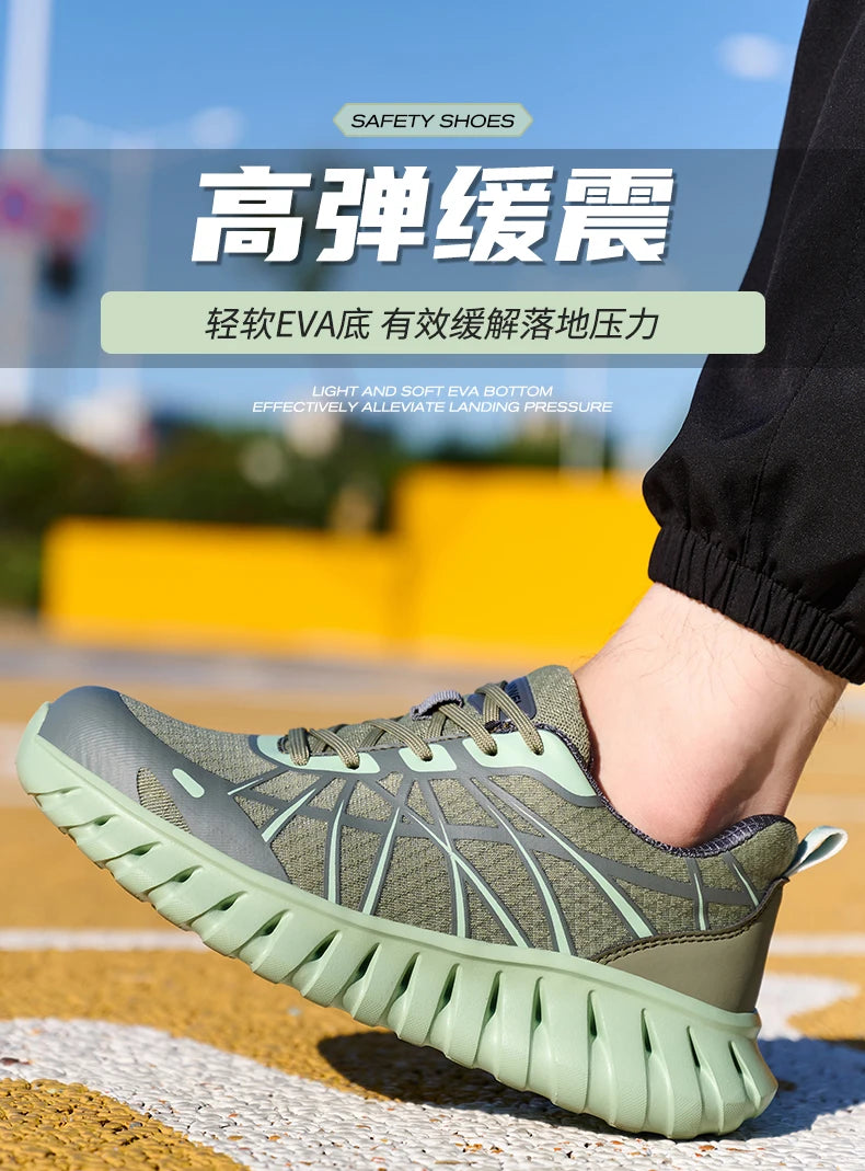 Pink Women’s Steel Toe Work Sneakers – Lightweight Safety Shoes Anti-Smash & Anti-Puncture