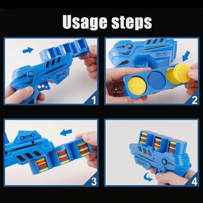 Kids Flying Saucer Gun Toy – Foam Disc Shooter with 25pcs Mini Soft Bullets