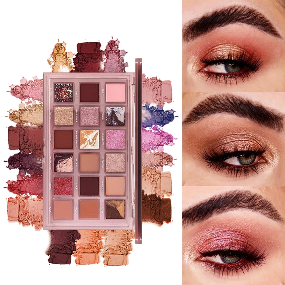 Huda Naughty Nudes Eyeshadow Palette – 18 Color Shimmer, Matte & Metallic, Waterproof Long-Lasting Nude Pigments