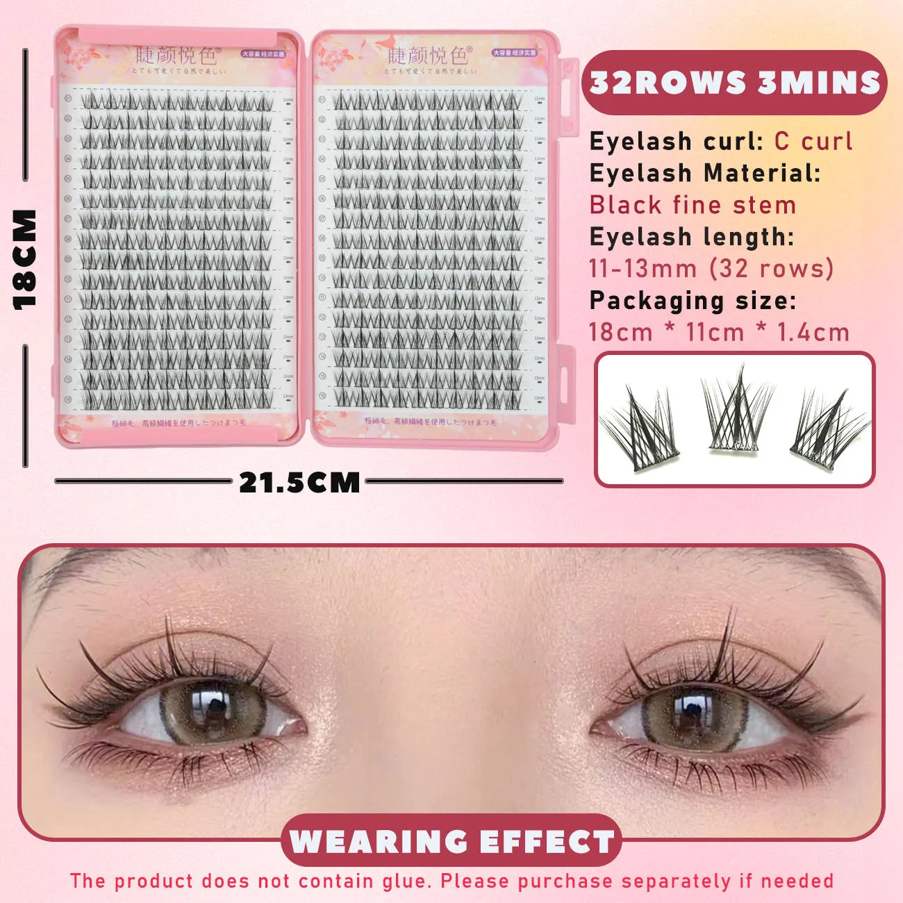 32 Rows Large Capacity Eyelash Extensions Professional Individual Cluster DIY Natural False Lashes