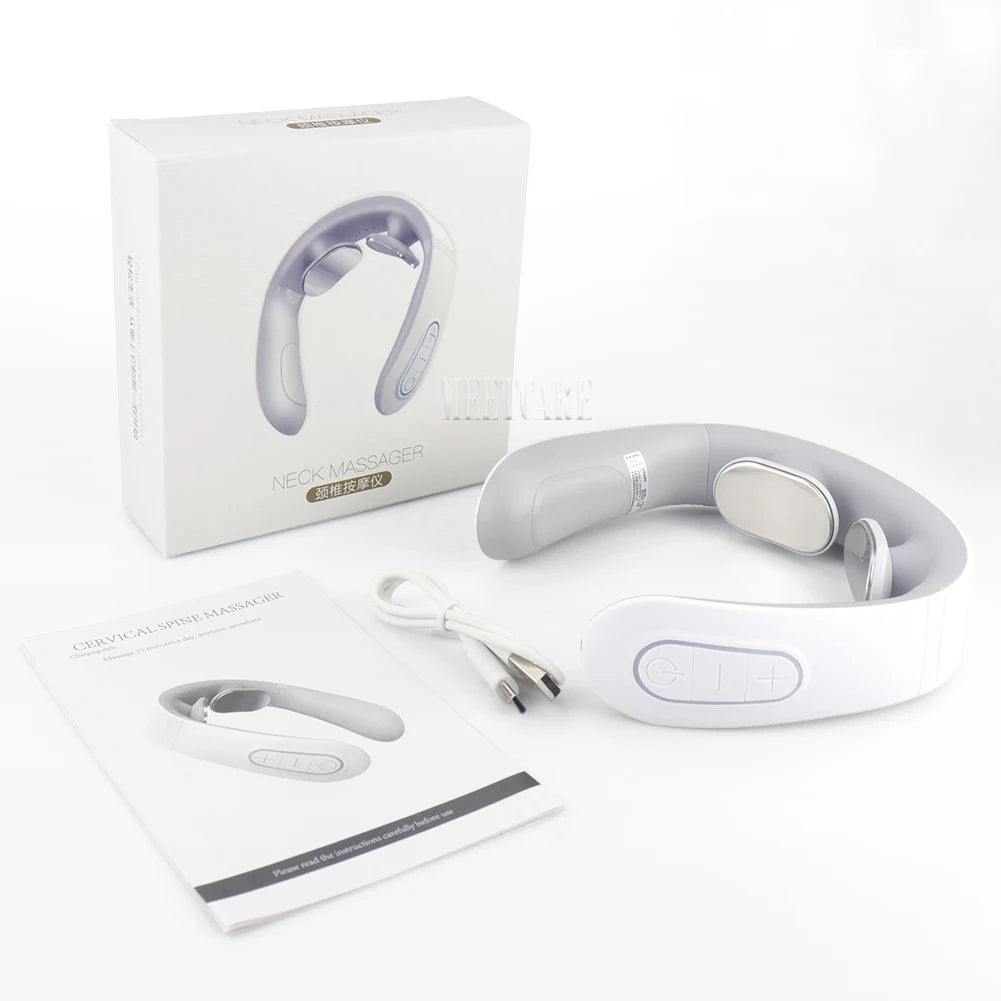 Smart Heated Neck & Back Massager – Wireless TENS Pulse Muscle Relaxer for Shoulder & Pain Relief