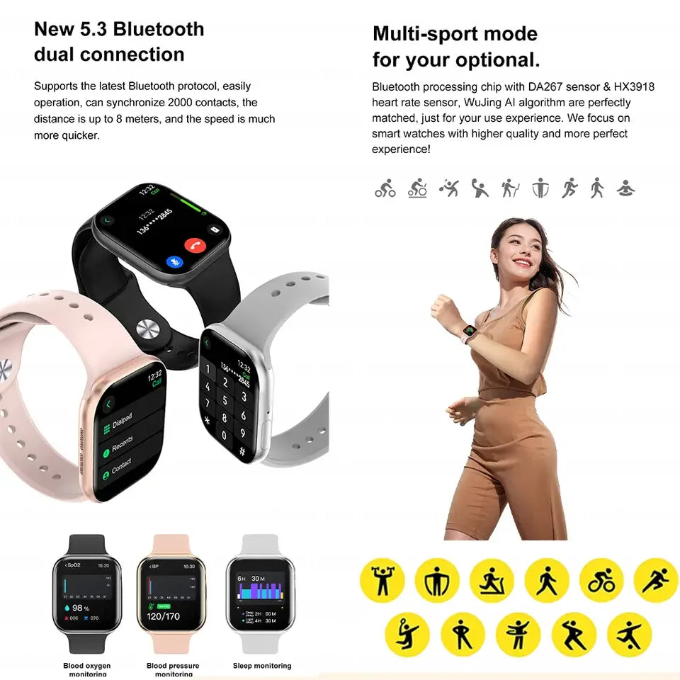 2025 GPS Smart Watch Series 10 for Women & Men – Bluetooth Call, Heart Rate, Blood Pressure, Fitness Smartwatch Compatible with Apple Watch