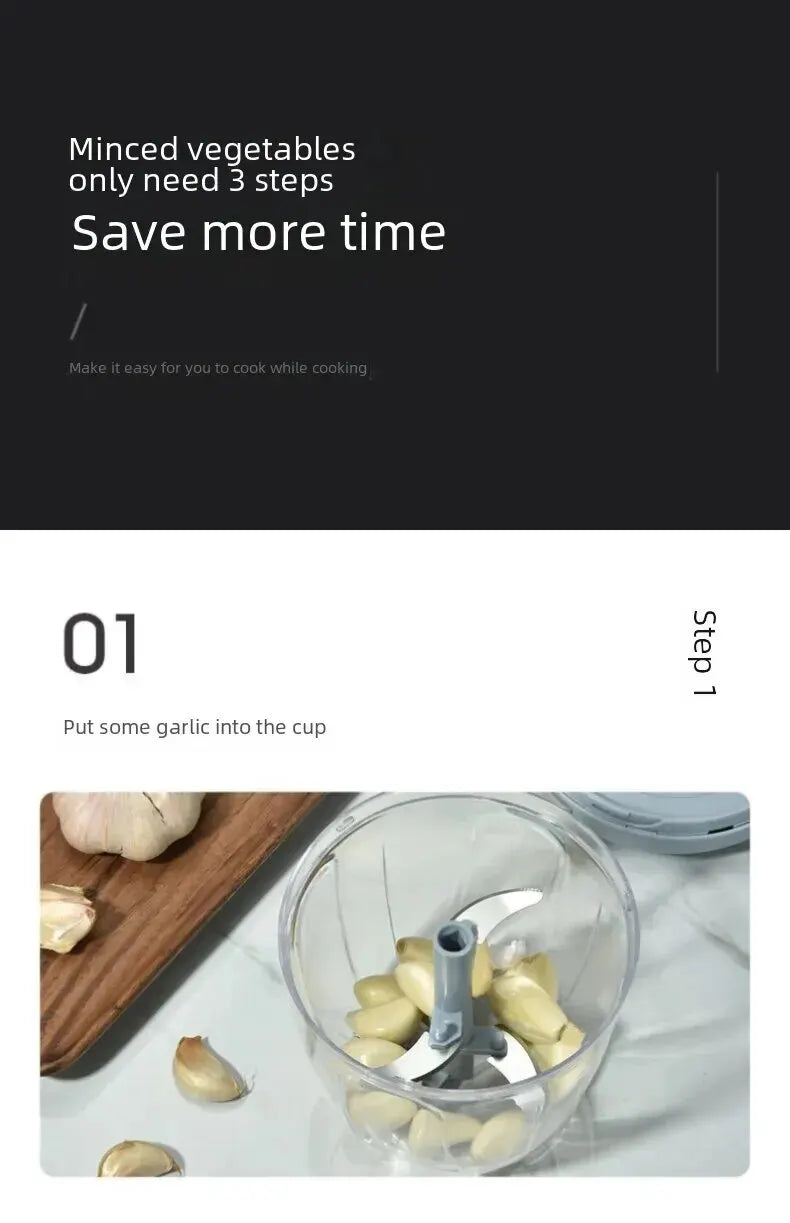 Manual Ginger & Garlic Grinder – Multifunctional Vegetable & Meat Cutter