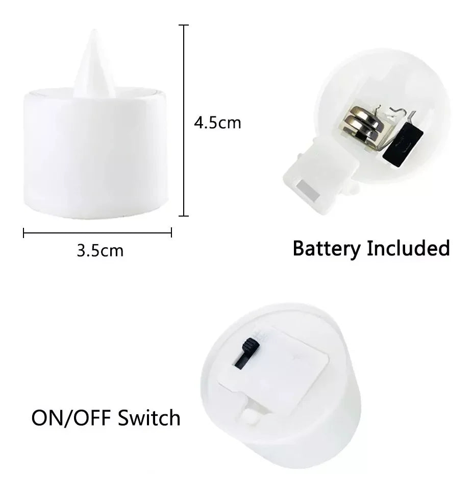 LED Flameless Tea Candles – Battery-Powered Fake Candles for Home & Party Decor