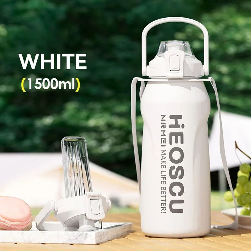 2L Thermal Water Bottle Vacuum Flasks Bottle Thermal Mug Tumbler with Straw large insulation Stainless Steel for travel Outdoor