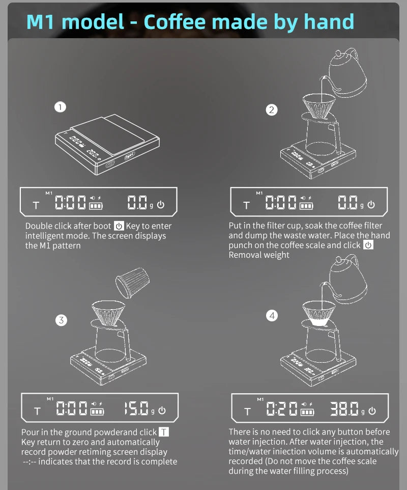 AliKisscafe Digital Coffee Scale – 0.1g High Precision Barista Tool